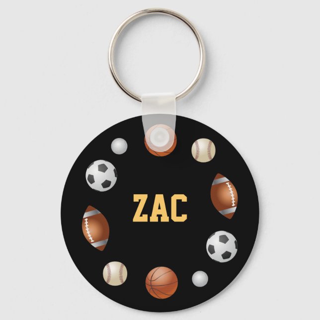 Zac World of Sports Keychain - Black Nyckelring (Framsida)