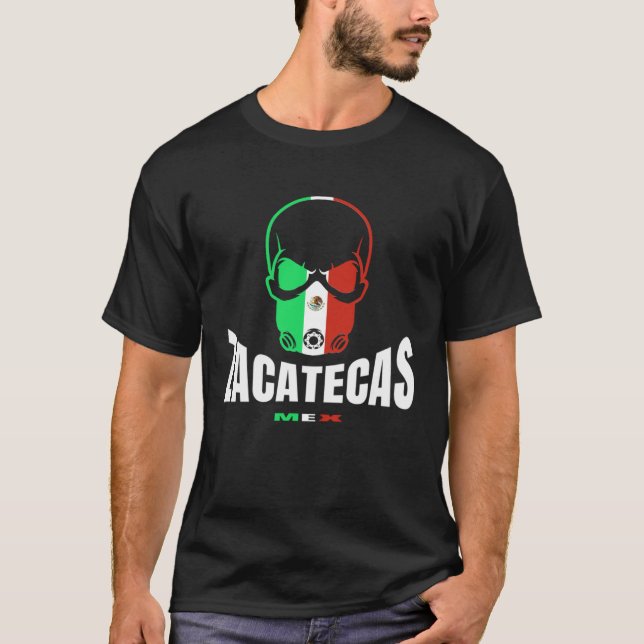 Zacatecas Mexico Masked Skull T Shirt (Framsida)