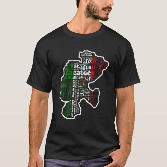 Zacatecas Mexiko Mapa Bandera Mexiicana State T Sh T Shirt (Framsida)