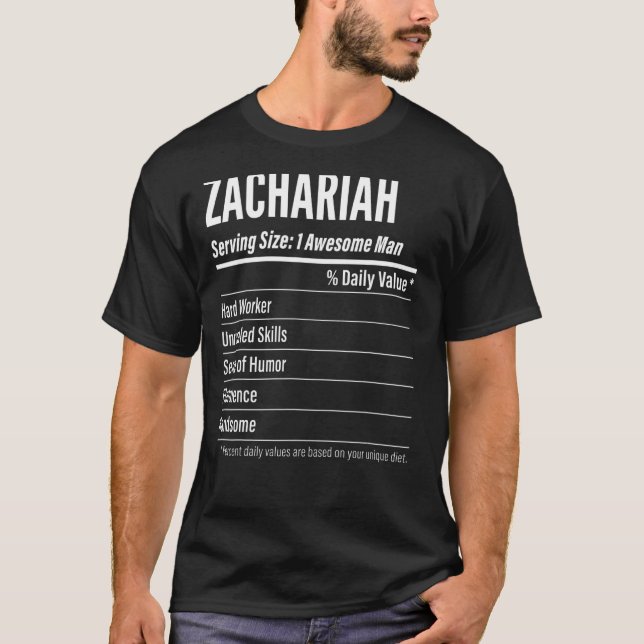 Zachariah betjänar Storleka kalorier för näringset T Shirt (Framsida)