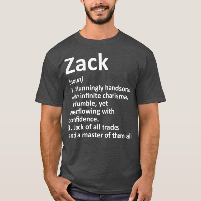 ZACK Definition Personlig Namn Funny Birthday T Shirt (Framsida)