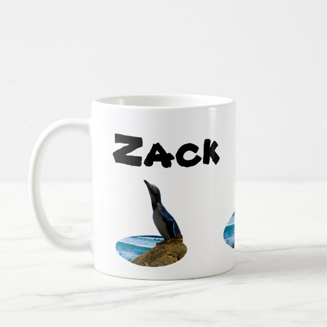 Zack Namn med penguin, kaffe Mugg (Vänster)