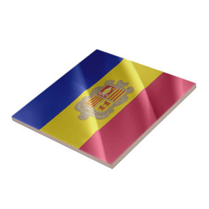 zAD001 Wave FLAGGA Andorra Kakelplatta
