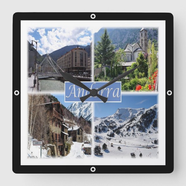 zAD003 ANDORRA, La Vella, mosaic Fyrkantig Klocka (Framsida)