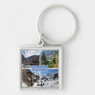 zAD003 ANDORRA, La Vella, mosaic Fyrkantig Silverfärgad Nyckelring