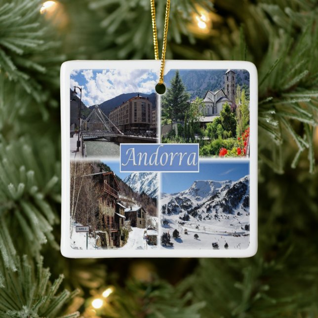 zAD003 ANDORRA, La Vella, mosaic Julgransprydnad Keramik (Träd)