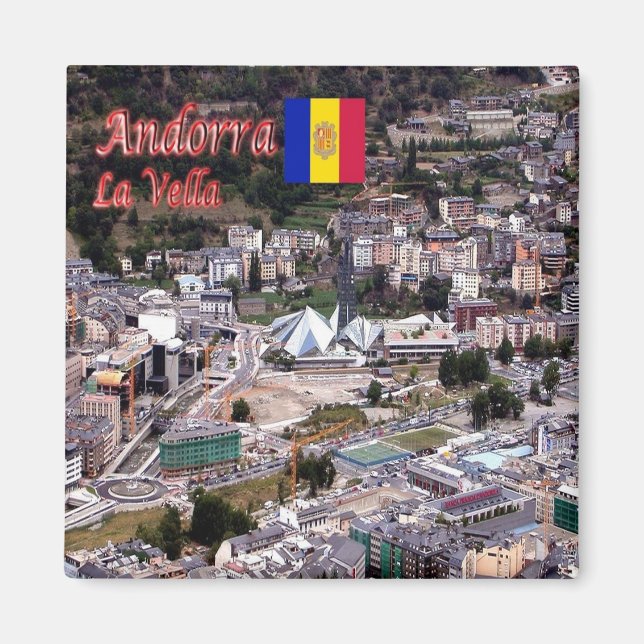 zAD010 Andorra, LA VELLA panorama, Fridge Magnet (Framsidan)