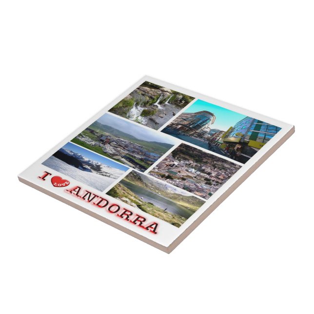 zAD019 I KÄRLEK Andorra, Mosaic Kakelplatta (Sidan)