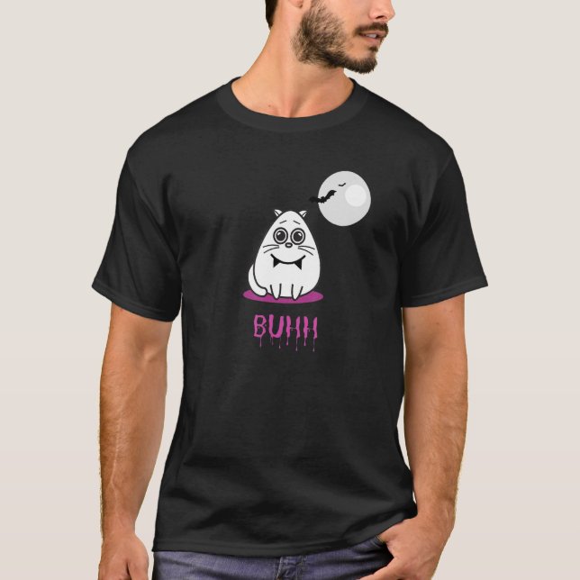 Zad the cat Halloween Buhh with a cute Cat T Shirt (Framsida)