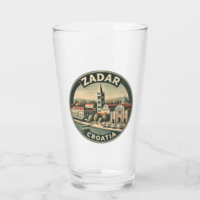 Zadar Kroatien Illustration Travel Art Badge Glaskopp (Framsida)