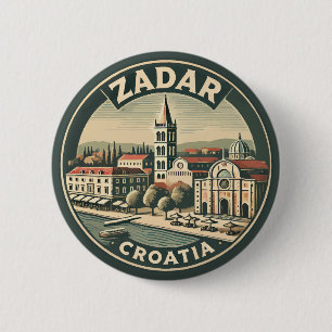Zadar Kroatien Illustration Travel Art Badge Knapp