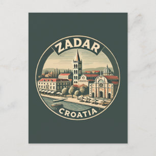 Zadar Kroatien Illustration Travel Art Badge Vykort