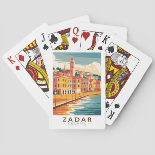 Zadar Kroatien Illustration Travel Art Vintage Casinokort