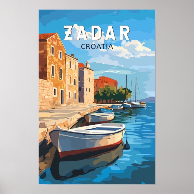 Zadar Kroatien Resa Konst Vintage Poster (Framsidan)