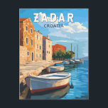 Zadar Kroatien Resa Konst Vintage Vykort<br><div class="desc">Zadar retro vektorgrafik design. Zadar,  en stad på Kroatiens dalmatiska kust,  är känd för de romerska och venetianska ruinerna i dess gamla stad på halvön.</div>