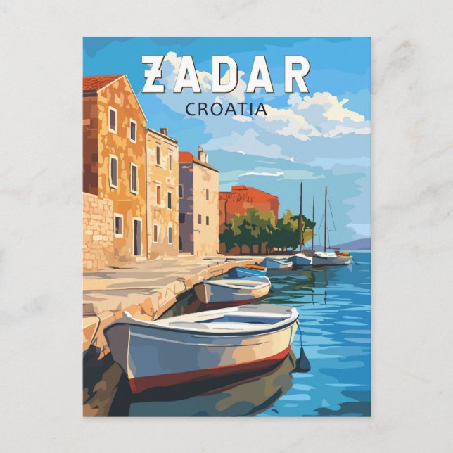 Zadar Kroatien Resa Konst Vintage Vykort (Framsida)