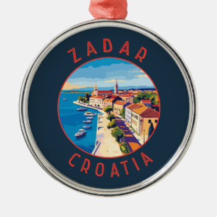 Zadar Kroatien Retro Distress Circle Julgransprydnad Metall