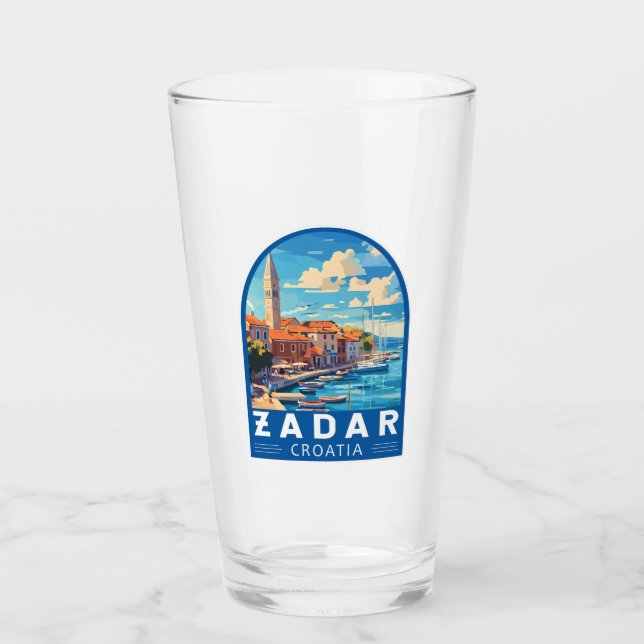 Zadar Kroatien Travel Art Emblem Glaskopp (Framsida)