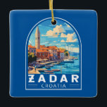 Zadar Kroatien Travel Art Emblem Julgransprydnad Keramik<br><div class="desc">Färgdesign för Zadar-reflektor. Zadar,  en stad på Kroatiens Dalmatiska kusten,  är känd för de romerska och venetianska ruinerna på dess halvöns gamla stad.</div>