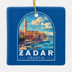 Zadar Kroatien Travel Art Emblem Julgransprydnad Keramik