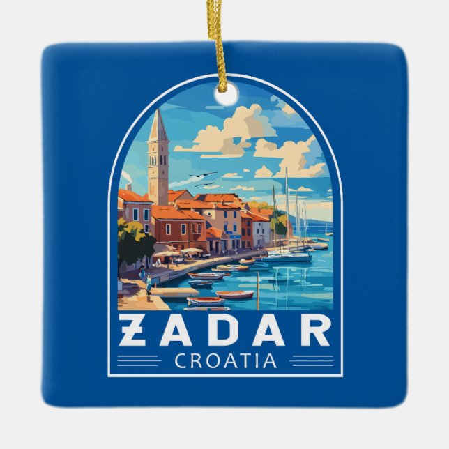 Zadar Kroatien Travel Art Emblem Julgransprydnad Keramik (Framsida)