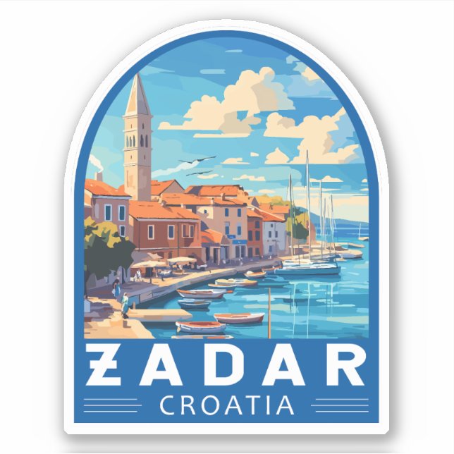 Zadar Kroatien Travel Art Emblem Klistermärken (Framsida)