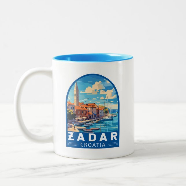 Zadar Kroatien Travel Art Emblem Två-Tonad Mugg (Vänster)