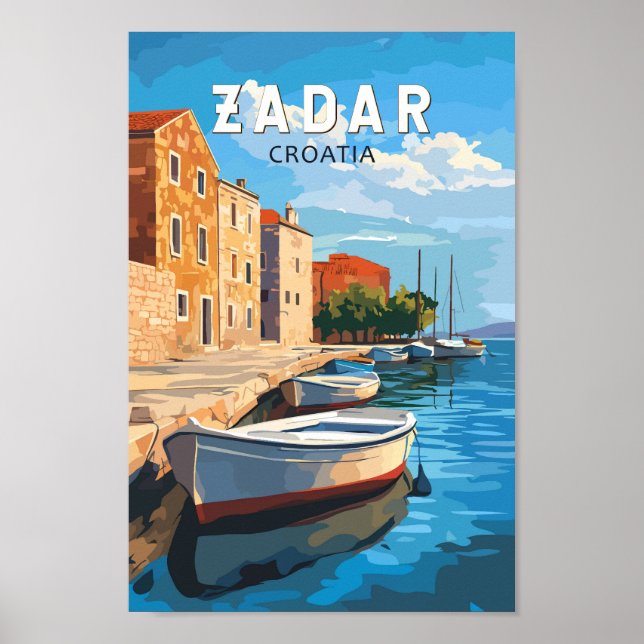 Zadar Kroatien Travel Art Vintage Poster (Framsidan)