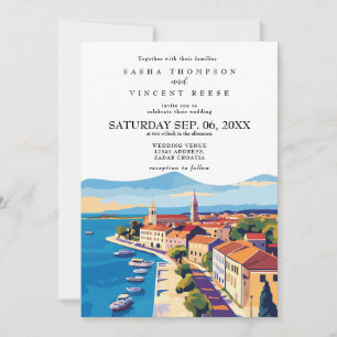 Zadar Kroatiens bröllopsinbjudan Retro Inbjudningar