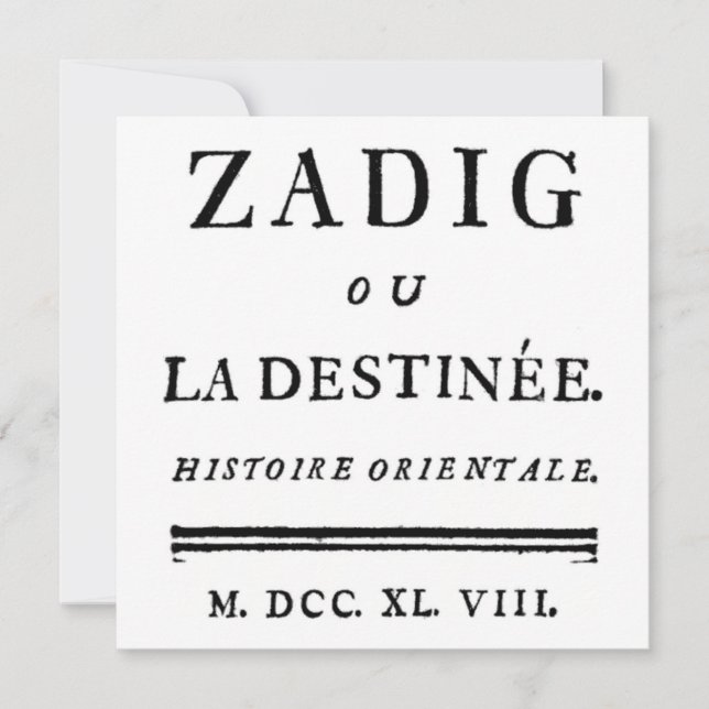 Zadig, eller Bok av ödet - Descartes (Framsida)