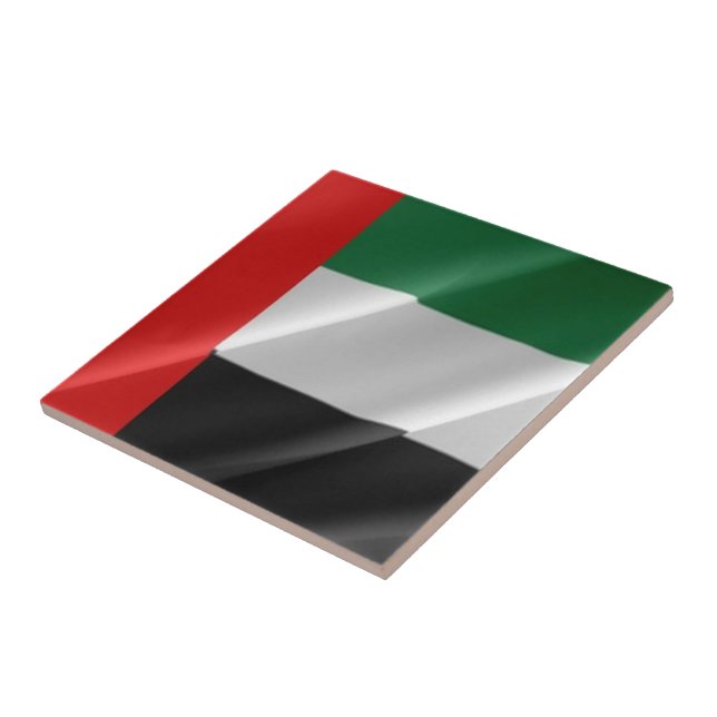 zAE002 FÖRENADE ARABEMIRATER som viftar FLAGGA UAE Kakelplatta (Sidan)