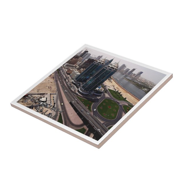 zAE015 SHARJAH, SILUETT, FÖRÄNDRADE ARABEMIRATEN, Kakelplatta (Sidan)