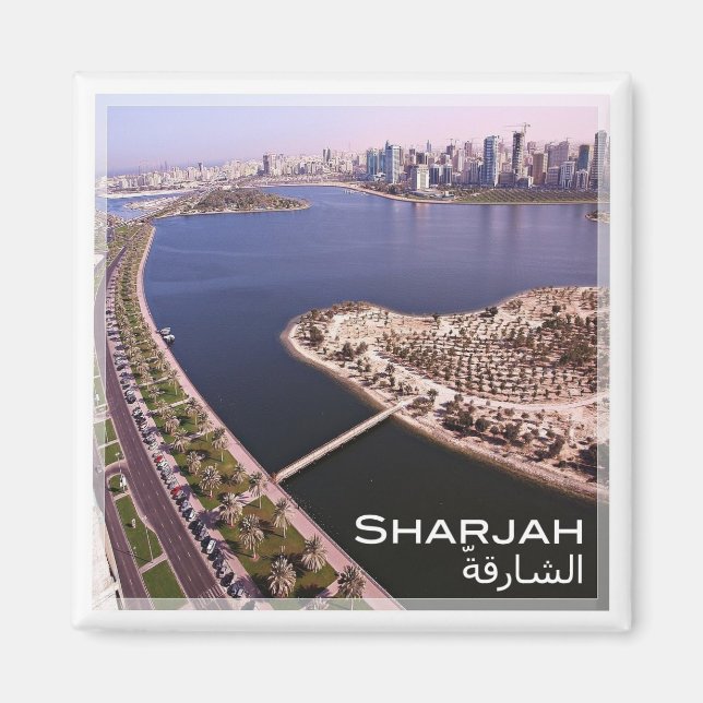 zAE016 SHARJAH panorama, UAE, Fridge Magnet (Framsidan)