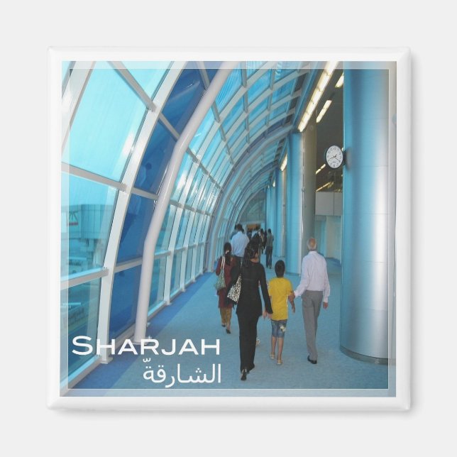 zAE019 SHARJAH INTERNATIONELL AIRPORT, UAE, Fridge Magnet (Framsidan)