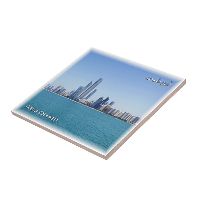 zAE053 ABU DHABI skyline, UAE, Mellan östern, Kakelplatta (Sidan)