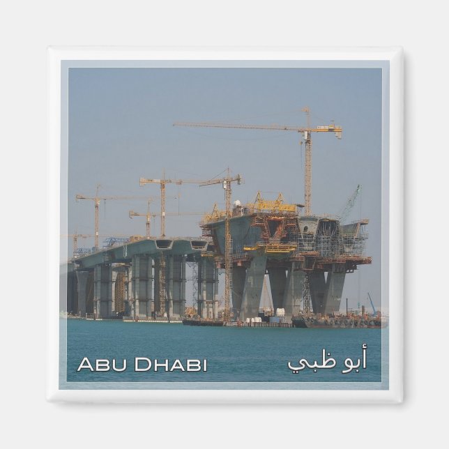 zAE058 ABU DHABI bridge bygger, UAE, Asien, Fridge Magnet (Framsidan)
