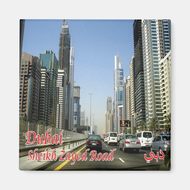 zAE067 DUBAI Sheikh Zayed Road, Fridge Magnet (Framsidan)