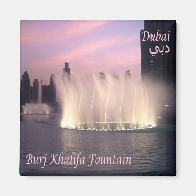 zAE072 BURJ KHALIFA FONTÄN, Fridge Magnet (Framsidan)