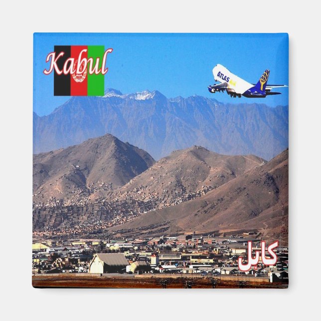 zAF007 KABUL flygplats, Afghanistan, Fridge Magnet (Framsidan)