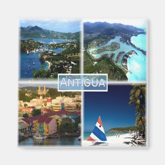 zAG002 ANTIGUA, Mosaic, Amerika, Fridge Magnet (Framsidan)