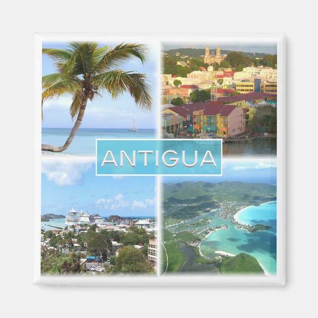 zAG003 ANTIGUA, Mosaic Antigua och Barbuda, Fridge Magnet (Framsidan)