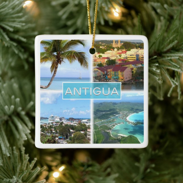 zAG003 ANTIGUA, Mosaic Antigua och Barbuda, Julgransprydnad Keramik (Träd)