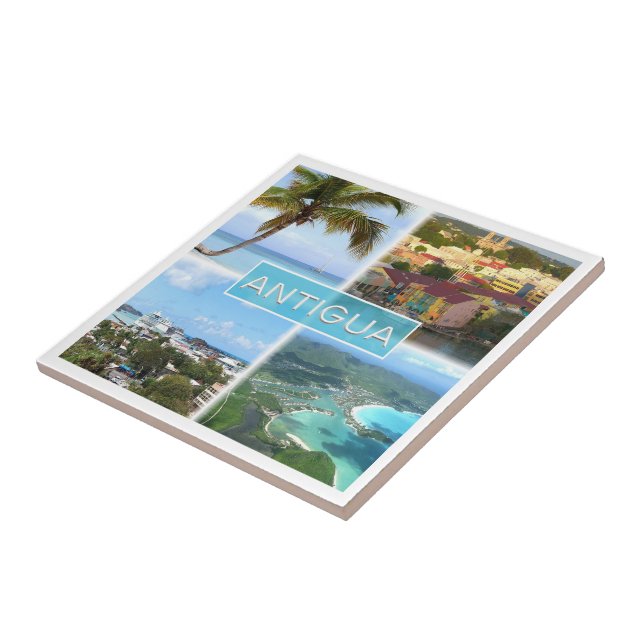 zAG003 ANTIGUA, Mosaic Antigua och Barbuda, Kakelplatta (Sidan)