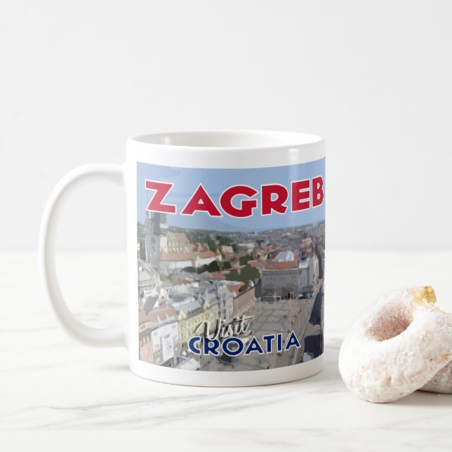 Zagreb, besök Kroatien i Kärlek-kaffe Mugg (Med munk)