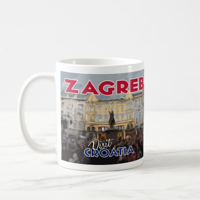 Zagreb, besök Kroatien i Kärlek-kaffe Mugg (Vänster)