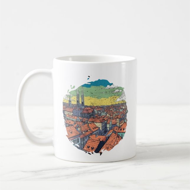 ZAGREB CROATIA ILLUSTRATION KAFFEMUGG (Vänster)