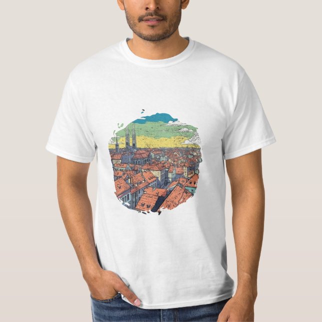 ZAGREB CROATIA ILLUSTRATION T SHIRT (Framsida)
