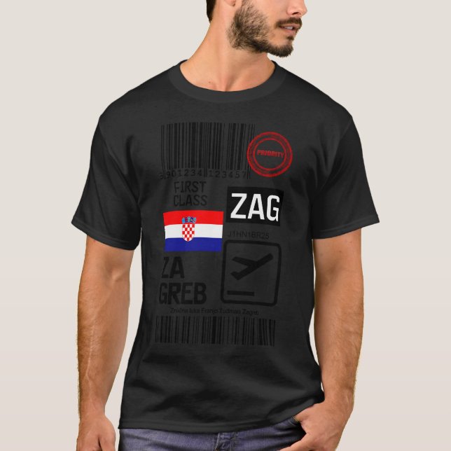 Zagreb Franjo Tuman Internationell flygplats T Shirt (Framsida)