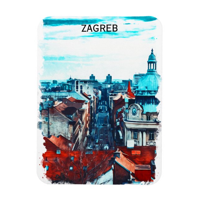 Zagreb Kroatien Cityscape View Magnet (Vertikal)