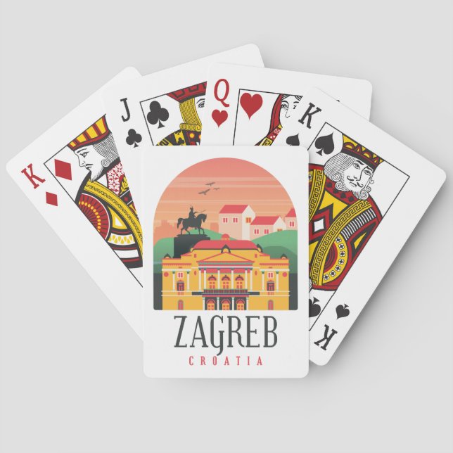 Zagreb Kroatien Cityscape Vintage Casinokort (Baksidan)